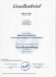 Dominik artz,kleve, rheinische kliniken bedb.‐hau, bedburg‐hau marvin brosch, kleve, georg hendricks, kleve kevin. Zertifikate Malerbetrieb Harth