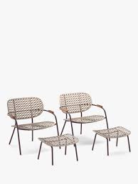 Customers usually choose a rattan furniture set with tropical fabrics to create that exotic getaway type of look, but you can always choose solid fabrics with throw pillows or replacement. John Lewis Partners Open Weave Garden Chairs Footstools Set Of 2