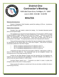 District One Contractors Meeting Minutes