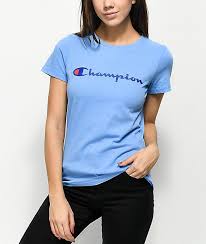 Champion Script Blue T Shirt Zumiez Champion Clothing Womens Shirts Clothes