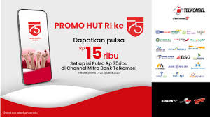 #lengkapnyahalounlimited bikin kamu di rumah terus terhibur! Program Isi Pulsa Di Mitra Bank Spesial Hut Ri Ke 75 Telkomsel