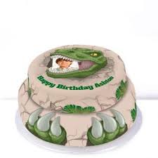 I used two metal 9 inch cake pans, so that i could layer them. Bakerdays Personalised Dinosaur Birthday Cakes Bakerdays