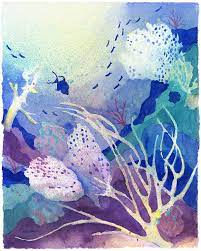 Watercolor painting on deckle edge paper Coral Reef Dreams 4 Painting By Pauline Walsh Jacobson