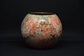 Vase Boule En Verre Laque Signe Laque Line Piece Unique Etsy Boule En Verre Vase Boule Vase