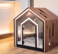 Brown Wooden Indoor Dog House Large Pet Furniture with Cushion, Corner Dog  Crate, Large Pet Bed Wooden, Modern Dog Kennel XL,Dog House Table