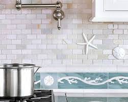 What kind of glass is used in shower backsplash? Coastal Kitchen Backsplash Ideas With Mosaic Tiles Beach Murals Coastal Decor Ideas Interior Design Diy Shopping