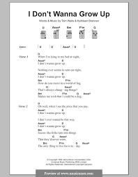 I Don T Wanna Grow Up Por K Brennan T Waits Partituras On Musicaneo