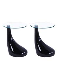 Our coffee tables come in a variety of shapes and styles, adding the finishing touch to any living room. Goldfan High Gloss Coffee Side Tables Set Of 2 Modern Living Room Sofa End Glass Tables Small Round Tables For Office Black Buy Online In Cook Islands At Cook Desertcart Com Productid 105804112