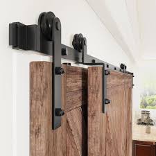 Double barn doors are classic and traditional and they can help you transform your beautiful house into something more modern and picturesque. Winsoon 12 Ft 144 In Single Track Bypass Sliding Barn Door Hardware Kit For Double Doors Low Ceiling Gcm5171 The Home Depot