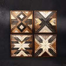 Wood Wall Art Reclaimed Wood Wall Art Set Of 4 Wood Wall Decor Geometric Wood Art Wood Mosaic Wall Art Lath Art Reclaimed Wood Wall Art Wood Wall Art Lath Art