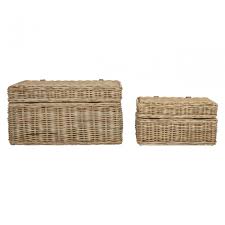 Browse a wide variety of decorative trunks for sale, including antique solid wood, solid sheesham wood, square grey mdf, and more. Set Of 2 Grey Ratallio Rattan Storage Trunks Kubu Rattan Natural Clanbay