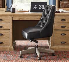 Hayes Tufted Leather Swivel Desk Chair Pottery Barn