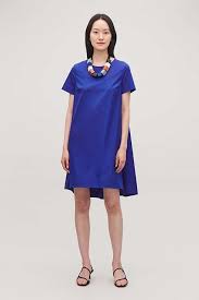 A Line Short Sleeved Cotton Dress Cerulean Blue Dresses Cos Fashion Short Sleeve Dresses Cerulean Blue Dress