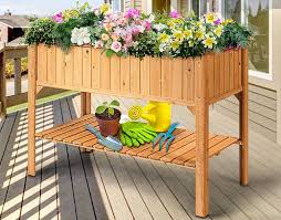 Ce carré potager avec treillis et double étage est made in france et idéal cultiver fleurs, légumes ou plantes aromatiques. Test De Jardiniere Surelevee Sur Pieds Goplus Avec Etagere