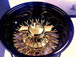 Black And Gold Rims 13x7 Reverse 72 Spokes Cross Laced Wire Wheels With Black Dish And Gold Center Wire Wheel Rims Bolt Pattern