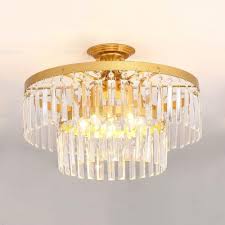 Currently, the best semi flush mount ceiling light is the westinghouse dunmore. 3 5 Lights 2 Tiers Semi Flush Mount Lighting Vintage Style Clear Crystal Ceiling Light Fixture In Black Gold Beautifulhalo Com