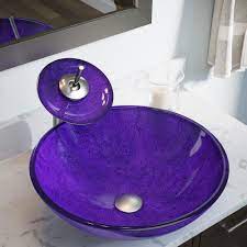 Oval, round, rectangular or square, these sink. Mr Direct Glass Vessel Sink In Foil Undertone Purple 642 The Home Depot