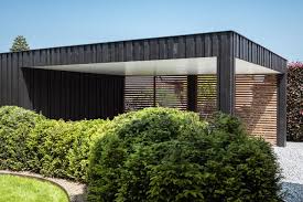 Modern Carport With Wooden Shutters En 2020 Abri De Voiture Moderne Dessins Carport Abri De Jardin Moderne