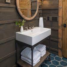 18 travertine stone vessel sink $529.00 usd. 75 Beautiful Rustic Powder Room With A Pedestal Sink Pictures Ideas July 2021 Houzz