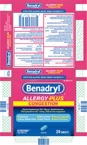 Benadryl Allergy Plus Congestion Tablet Film Coated Johnson Johnson Consumer Inc Mcneil Consumer Healthcare Division