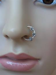 Antique Indian Silver Beads Seamless Hoop Nose Jewelry Nose Piercing Jewelry Nose Ring