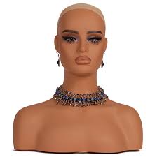 J&F CO Realistic Europe and America Female Mannequin Head with Shoulder  Display Manikin Heads Bust for Wigs,Makeup,Beauty Accessories (DC 487 hy  mazi) : Beauty & Personal Care
