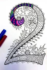 Number 2 Zentagle Zentangle Patterns Zentangle Coloring Pages