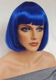 An ear to ear 6 inch x 13 inch swill lace design allows for very natural appearance and you can choose where to part the hair. Blue Bob Wig With Bangs Off 69 Medpharmres Com