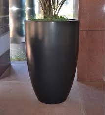 Grey fiberstone indoor outdoor modern square planter pot. 24 Luxe Tall Planter Large Commercial Planters