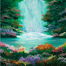The Waterfall Acrylic Painting Huntersalley Waterfall Paintings Landscape Paintings Canvas Painting