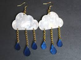 Cloud and Raindrop Dangle Earrings Delicate Earrings Capturing the Beauty  of a Rainy Day