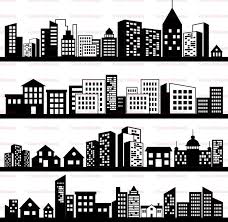 Black And White Skyline Drawing Skyline Della Citta Nero Silhouette Vectors Svg Svg Dxf Image 0 Skyline Drawing City Silhouette City Skyline