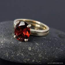 Oval Red Garnet Engagement Ring Wedding Set Etsy Garnet Engagement Ring Red Garnet Ring Engagement Rings
