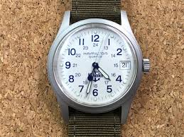 hamilton khaki quartz 9797 ホワイトダイアル mizorah watchman ミリタリーウォッチ ハミルトン イカリ マーク