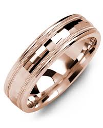 Mens promise rings on hand. Men S Dual Polished Hand Brushed Wedding Ring In Rose Gold 10k 7mm Size 10 Madani Rings