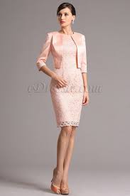 Pink Mid Sleeves Knee Length Two Pieces Cocktail Dress 26161501 Two Piece Cocktail Dresses Knee Length Cocktail Dress Dresses