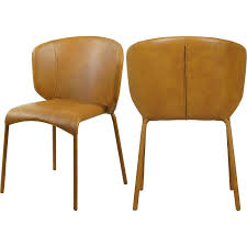 Dining chairs cognac tan brown leather. Meridian Furniture Drew Cognac Faux Leather Dining Chair Set Of 2 703cognac C
