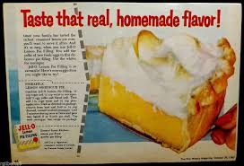 Jello Lemon Meringue Pie Filling Homemade Flavor 1960 Vintage Original Color Ad Lemon Pie Filling White Pie Dessert Recipes