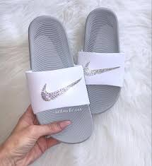 Black And White Nike Sandals This Item Is Unavailable In 2020 Nike Slippers Sparkly Sandals Swarovski Nike