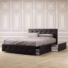 It is another queen platform bed frame with storage which has been designed to stand out. Dhp Dean Upholstered Bed With Storage Black Faux Leather Queen Walmart Com Walmart Com