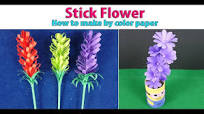 How to make Stick Flower by color paper | Easy Paper Stick Flower idea