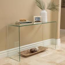 Noble House Cadyn Clear Tempered Glass Console Table 7663 The Home Depot In 2020 Console Table Glass Console Table Sofa End Tables