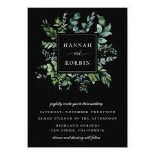 Botanical Greenery Frame Black Wedding Invitation Zazzle Com In 2020 Black Wedding Invitations Black Wedding Themes Green Wedding Invitations