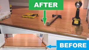 The molding sits against the stair tread while overlapping the front of the step to give it a nicely rounded decorative look. Stair Nosing Install Over Bamboo Or Laminate Wood Youtube
