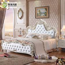 Luxury French Baroque Style White Leather Upholstery Carved Rose Headboard King Size Bed Buy King Size Bed Rose Headboard King Size Bed King Size Bed Designs Luxury White Bedroom Furniture Double