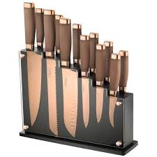 Product Description The Forte 13 Piece Block Set Includes An Attractive Black Knife Block Wit Accesorios De Cocina De Cobre Cocina Dorada Artefactos De Cocina