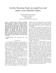 If your styleguide calls for camelcasing your variable names, then this rule is for you! Pdf An Eye Tracking Study On Camelcase And Under Score Identifier Styles