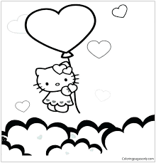 So, here is a fun unique collection of printable hello kitty coloring pages for your little princess. Hello Kitty Is Flying With Heart Balloons Coloring Pages Cartoons Coloring Pages Coloring Pages For Kids And Adults