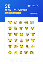 Animal Yellow Icon Pack 30 Filled Outline Icons Icon Flat Design Icons Icon Pack
