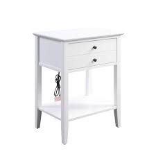With a wireless charging pad, thermoelectric cooling drawer, and bluetooth speakers, the sobro smart side table is furniture designed to help you live better. Grardor Side Table With Usb Charging Dock White Acme Furniture Target